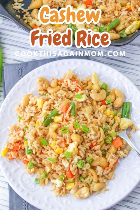 Cashew fried rice is a delicious dish that offers a perfect balance of tender rice, crunchy cashews, and an array of vegetables. Enjoy as a main course or serve as a side dish. Fried Rice With Cashews, Recipes With Cashews, Cashew Fried Rice, Cashew Rice, Veg Fried Rice Recipe, Vegetarian Fried Rice, Jasmine Rice Recipes, Thai Fried Rice, Cashew Recipes