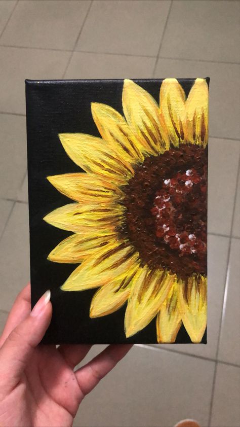 Paint Sunflower, Sunflower Painting, Small Canvas, Acrylic Paint, Art Artist, Sunflower, Acrylic Painting, Paintings, Paint