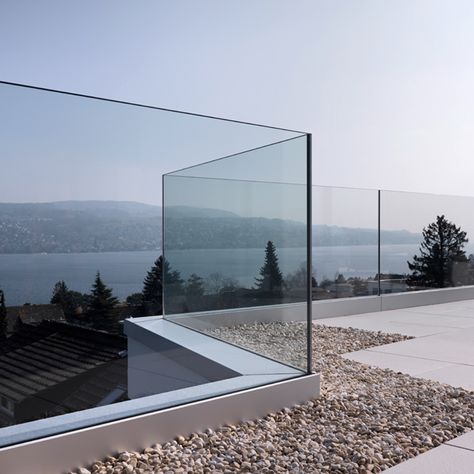 .. Pagar Modern, Glass Balcony Railing, Glass Railing Deck, Glass Handrail, Frameless Glass Balustrade, Glass Fence, Glass Balcony, Balcony Railing Design, Farmhouse Landscaping