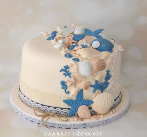 Seashells by Lulubelle's Bakes Ocean Themed Cake, Meme Cake, Cake Ocean, Ocean Birthday Cakes, Seashell Cake, Sea Turtle Shell, Ocean Birthday Party, Make Birthday Cake, Vanilla Bean Cakes