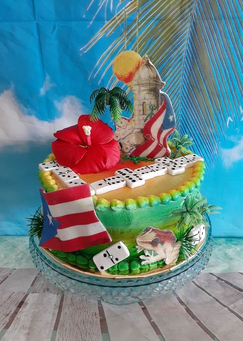 Puerto Rican Theme Cake Puerto Rican Cake, Puerto Rico Cake, Caribbean Theme Party, Beach Wedding Setup, Birthday Recipes, Puerto Rico Pictures, 70th Birthday Cake, Puerto Rico Food, Dad Birthday Cakes