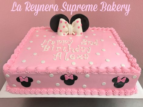 Minnie 1st Birthday Cake, Minnie Mouse Shaped Cake, Minnie Mouse Birthday Sheet Cake, Minnie First Birthday Cake, Minnie Cake Ideas Birthday, Outside Minnie Mouse Birthday Party, Minnie Mouse Second Birthday Cake, Minnie Mouse Cake Design Pink, Minnie Mouse Birthday Cakes 2nd