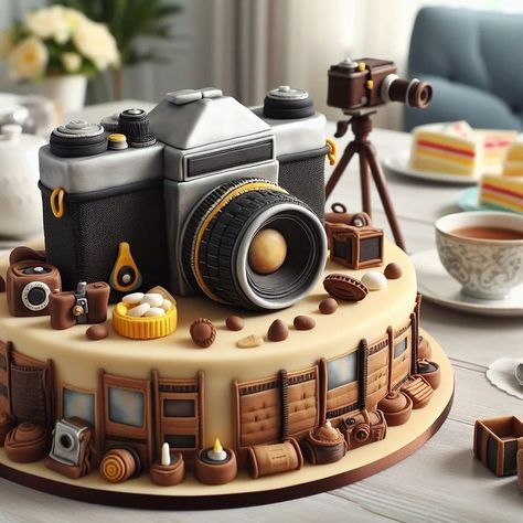 Erlita Krist | Photography theme cake ideas 📸 Cake and cameras: the perfect ingredients for a picture-perfect moment! 🍰 . #cameracake #photography… | Instagram Photography Theme Cake, 70th Birthday Cake For Men, Food Surprise, Bon Voyage Cake, Camera Cakes, Fancy Donuts, Cupcakes Design, Unique Cakes Designs, Unique Birthday Cakes