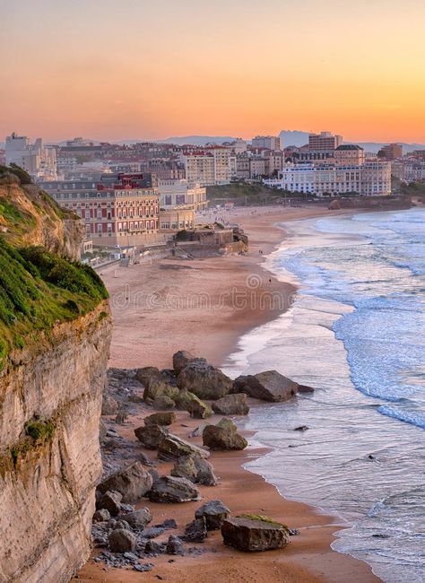 Biarritz, France. Sunset over Biarritz beach, Atlantic coast, France , #AFFILIATE, #Sunset, #France, #Biarritz, #coast, #Atlantic #ad France Aesthetic, Rocky Beach, Fine Art Landscape Photography, Sunset View, Romantic Destinations, Fine Art Landscape, Short Break, Aquitaine, Travel Inspired