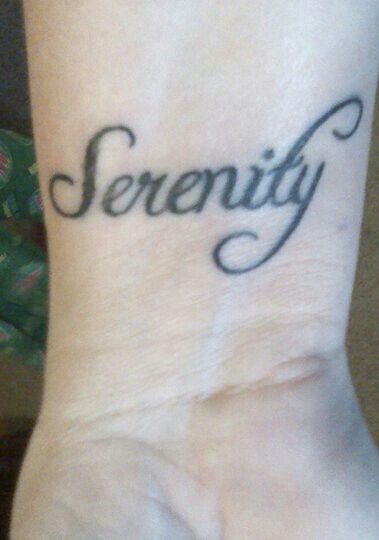 The tattoo on my wrist. It's my granddaughter's name. Serenity Prayer Tattoo Design For Women, Serenity Tattoo Fonts, Serenity Script Tattoo, Serenity Prayer Tattoo Design, Serenity Tattoo, Tattoo On Wrist, Awesome Tattoo, Tattoo Board, Tattoo On