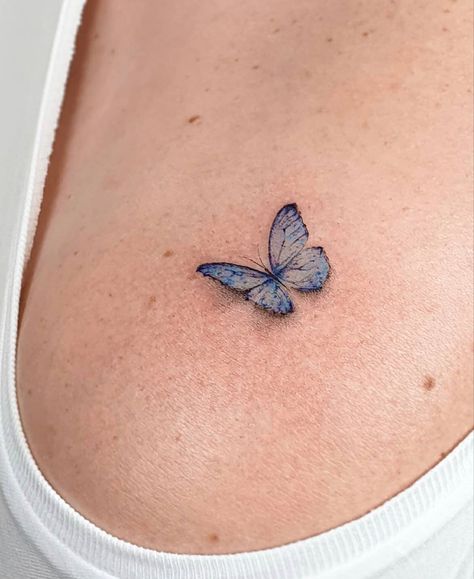 Simple Blue Butterfly Tattoo, Blue Butterfly Tattoo Designs, Light Blue Butterfly Tattoo, Butterfly Blue Tattoo, Blue Morpho Tattoo, Blue Morpho Butterfly Tattoo, Butterfly Tattoos Design, Color Butterfly Tattoo, Best Butterfly Tattoos