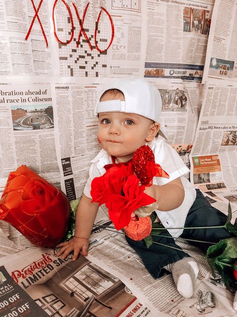 DIY Valentine’s Day photo shoot. Newspaper background, Valentine’s Day decorations from dollar tree. Valentines Day Baby Milestone Pictures, Valentine’s Day Diy Photoshoot, Valentines Day Baby Photoshoot At Home, At Home Valentines Photo Shoot Toddler, Valentine’s Day Baby Photoshoot Boy, 7 Month Valentine Photos, 8 Month Baby Valentines Photoshoot, One Year Old Valentines Pictures, 10 Month Old Valentines Day Pictures