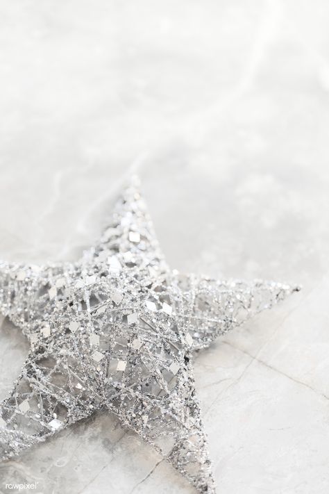 Silver wire Christmas star on marble background | premium image by rawpixel.com / Karolina / Kaboompics Christmas Ornament Frame, Silver Color Palette, Silver Christmas Ornaments, White Marble Background, Christmas Fairy Lights, Iphone Wallpaper Landscape, Silver Background, Gold Snowflake, Star Background