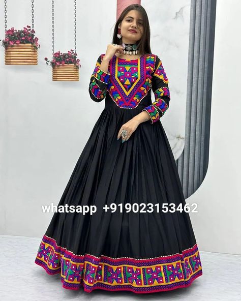 Price: 2550/-❣️ whatsapp us on +919023153462✔️ Fiyona Heavy Gamthi Work With Real Mirror Work Designer Navratri Special Black Beautiful Gown #NavratriSpecial #BlackGown #DesignerGown #HeavyGamthiWork #MirrorWork #FiyonaFashion #Navratri2024 #TraditionalWear #EthnicFashion #GownGoals #FestiveFashion #ElegantAttire #BlackElegance #MirrorMagic #GownStyle #NavratriLook #CulturalWear #DesignerWear #FestiveGown #GownWithMirrorWork Navratri Gown, Navratri Kurti, Gamthi Work, Handwriting Examples, Black Designs, Navratri Special, Elegant Blouse Designs, Elegant Attire, Chaniya Choli