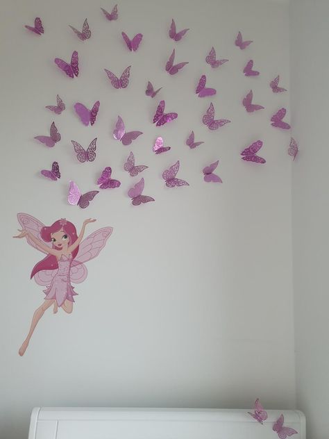 Bedroom Stickers Wall Decor, Wall Art Stickers Bedroom, Bedroom Butterfly Decor, Butterfly Wall Painting Bedrooms, Butterfly Stickers On Wall, Butterfly Room Decor Bedroom Ideas, Fairy Room Ideas Kids, Butterfly Wall Stickers Bedroom, Room Stickers Wall Decor