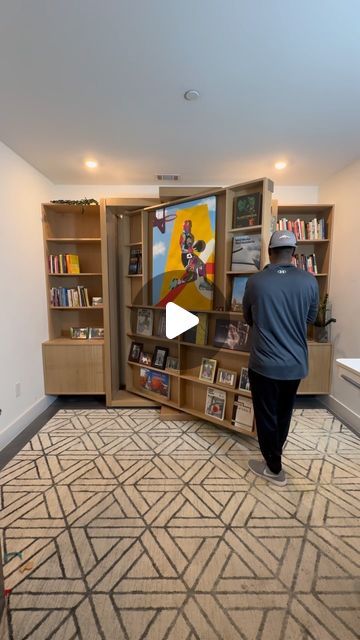 Mike Jones on Instagram: "Vice Versa 360 degree white oak queen Murphy bed with built in floating shelving and drawers. Because so many people have asked me, the hardware for the bed was about $5,000 from Richelieu. A similar build and installation starts at $15k #mikejonesmadeit #customfurniture #customfurnituredesign #customfurnituremaker #murphybed #customcabinetry #atlanta #atlantafurniture #interiordesign #atlantahomedesign #explorepage" Murphy Bed In Playroom, Murphy Bed Playroom, White Oak Murphy Bed, Built In Murphy Bed, Nantucket Murphy Bed, Resource Furniture Murphy Bed, Queen Murphy Bed Dimensions, Breda Murphy Beds, Queen Murphy Bed