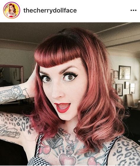 Cute Hairstyle Rockabilly Bangs, Pinup Bangs, Bettie Bangs, Vintage Wedding Hairstyles, Edgy Long Hair, Betty Bangs, Hair Magic, Rockabilly Hair, Vintage Wedding Hair