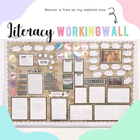 Classroom Displays Ks1, Year 3 Classroom Ideas, Literacy Working Wall, Working Wall Display, English Classroom Displays, Secondary English Classroom, Classroom Wall Displays, Maths Working Wall, Classroom Display Boards