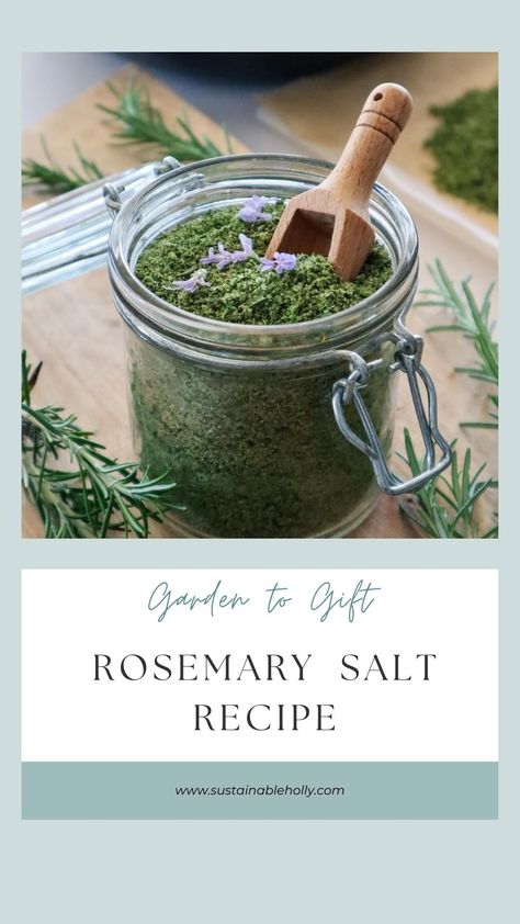 rosemary salt Rosemary Salt Recipe, Flavored Salts Recipes, Herb Salt Recipe, Herb Salt, Infused Salt, Rosemary Salt, Roast Vegetables, Homegrown Food, Harvesting Herbs