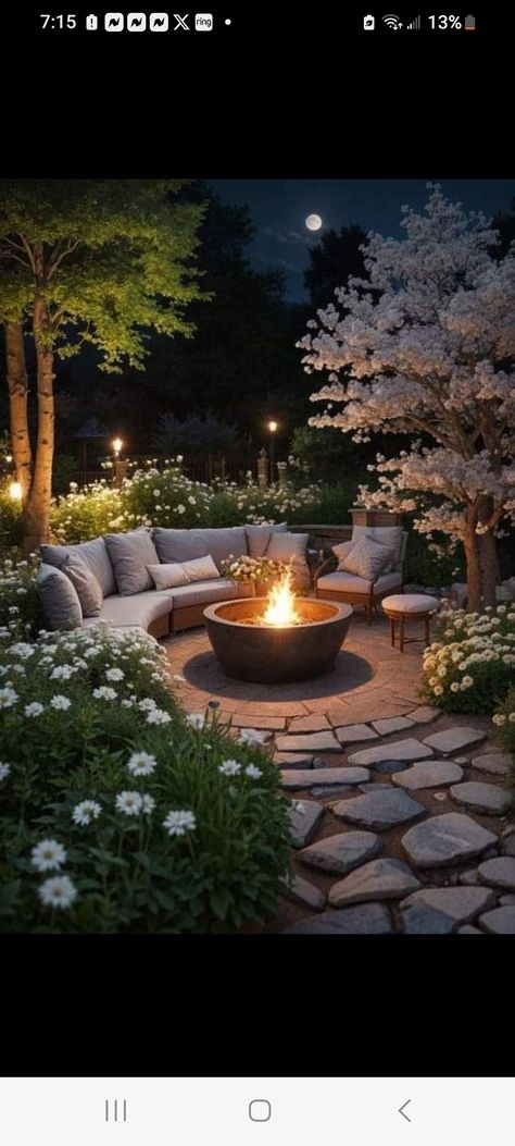 Dream Garden Backyards, Outdoor Decor Backyard, Backyard Makeover, Dream Backyard, Firepit, Garden Cottage, Backyard Patio Designs, Outdoor Fire, Outdoor Fire Pit