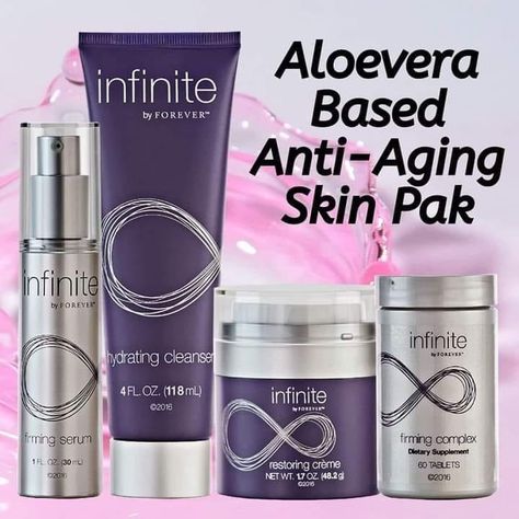 What are the benefits of Infinite by Forever Living Products? The infinite formulas reinforce each other so that you can use powerful skincare that helps reduce the visibility of fine lines and wrinkles. They stimulate even skin and support beauty from the inside out. The products give you radiant, hydrated skin that looks younger and feels younger. #foreverlivingproducts #infinite #skincare #antiaging #goodskin #beautyfromtheinsideout #radiantskin Forever Living Infinite Skin Care, Forever Infinite Skin Care, Skincare Science, Forever Products, Skincare Collection, Natural Aloe Vera, Forever Aloe, Pure Aloe Vera, Firming Serum