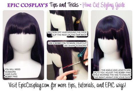 Hime Cut, How To Cut Your Own Hair, Bobby Pin Hairstyles, Styling Guide, Epic Cosplay, How To Remove Pimples, Cosplay Tutorial, Cosplay Tips, Wig Styles