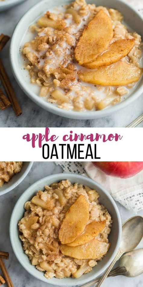 Breakfast Cinnamon, Oatmeal Apple, Oatmeal Healthy, Healthy Oatmeal Recipes, Apple Cinnamon Oatmeal, Apple Breakfast, Breakfast Oatmeal Recipes, Healthy Breakfast Recipe, Breakfast Oatmeal