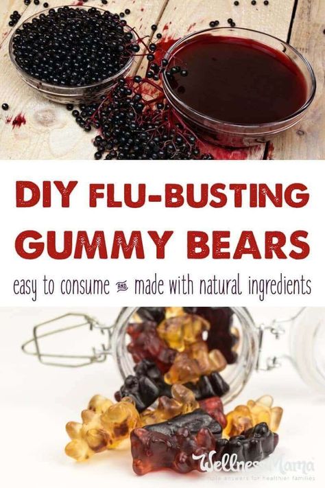 How to Make Flu-Busting Elderberry Gummies | Wellness Mama #gummies #elderberry #elderberries #flu #cold Gummy Bears Recipe, Homemade Elderberry Syrup, Healthy Treats For Kids, Homemade Gummy Bears, Healthy Gummies, Homemade Gummies, Homemade Elderberry, Elderberry Recipes, Gummies Recipe