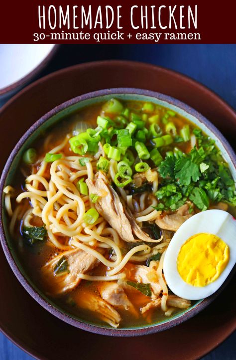 Homemade Chicken Ramen. A filling nutritious soup full of protein, vegetables, and soothing broth. Perfect boost for your immune system! www.modernhoney.com #wellnessyourway @kroger Ramen Homemade, Homemade Chicken Ramen, Ramen Easy, Chicken Ramen Noodle Recipes, Ramen Noodle Recipes Soup, Ramen Soup Recipes, Chicken Ramen Recipe, Healthy Ramen, Ramen Recipes Easy