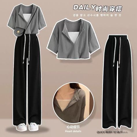 One Set Korean Style, Summer Outfits Korean Street Style, Cute Korean Fashion Casual, Summer Korean Outfits Street Styles, Outfit Ideas Korean Style, Trendy Outfits Indian, Modest Dresses Casual, Fashion Drawing Dresses, Korean Fashion Casual