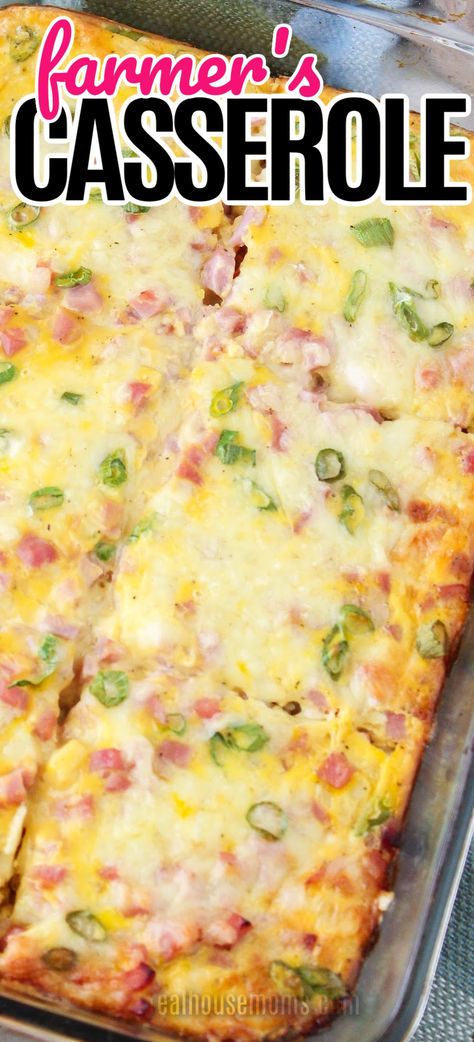 Ham And Cheddar Breakfast Casserole, Ham Cheese Casserole Breakfast, Ham And Cheese Breakfast Casserole Eggs, Sausage Bacon Ham Egg Casserole, Eggs Ham Hashbrown Casserole, Breakfast With Ham And Eggs, Sliced Ham Breakfast Recipes, Ham And Egg Recipes Breakfast Ideas, Farmers Egg Casserole