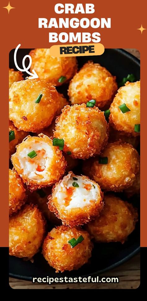 These Crab Rangoon Bombs are a fun, bite-sized twist on the classic crab rangoon. Filled with a creamy crab mixture and fried to golden perfection, they make the perfect appetizer or party snack. Crispy, cheesy, and oh-so-delicious! #CrabRangoonBombs #AppetizerRecipes #FriedAppetizers #SeafoodSnacks #PartySnacks #CrabRangoon #CheeseLovers #CrispySnacks #EasyPartyFood Creamy Crab, Crab Rangoon, Easy Party Food, Quick Weeknight Meals, Perfect Appetizers, Party Snacks, Family Favorites, Weeknight Meals, Easy Dinner Recipes