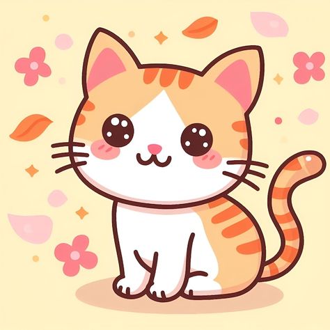 Cute feline in details a beautiful kitte... | Premium Vector #Freepik #vector #cartoon #tail #cat #mascot Cat Mascot, Beautiful Kittens, Animal Doodles, Vector Cartoon, 2nd Birthday, Premium Vector, Feline, Kittens, Doodles