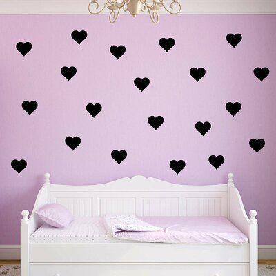 Harriet Bee Hearts Wall Decal Color: Black, Size: 2.8" H x 3" W Bible Wall Decals, Heart Wall Decal, Large Wall Decals, Family Wall Decals, Bible Verse Wall Decals, Star Wall Decals, Floral Wall Decals, Office Color, Girls Bedroom Decor