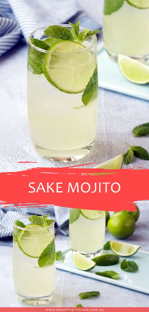 Japanese Cocktails, Sake Cocktail, Japanese Drinks, Japanese Summer, Coctails Recipes, Sushi Party, Mojito Cocktail, Mojito Recipe, Easy Parties