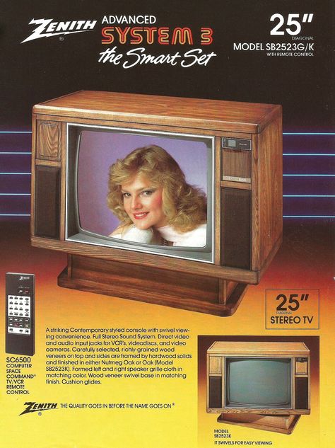 1980's ZENITH Advanced SYSTEM 3 Television with Stereo Vintage Tv Ads, Old Television, Vintage Gadgets, Phone Technology, Capas Samsung, Tv Vintage, Vintage Television, Retro Gadgets, Smart Set