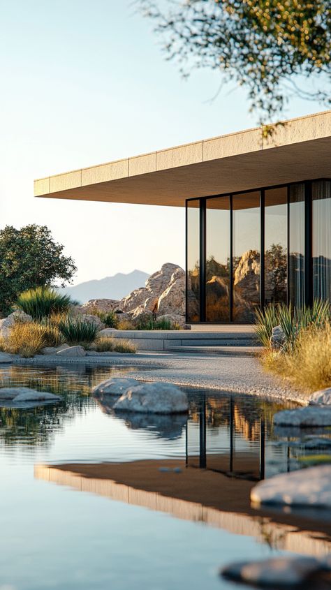 Title: Oasis View - Modern Desert Home With Expansive Windows Desert Oasis Home, Modern Desert Home, Oasis Home, Modern Desert, Desert Dream, Desert Oasis, Desert Homes, Oasis, Dream House