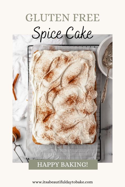 Cozy up to all the fall vibes and savor the warm embrace of this Gluten Free Spice Cake, a delectable blend of aromatic spices and tender crumb. Crowned with a velvety cream cheese buttercream, it's a delightful treat that's both flavorful and allergy-friendly! Gluten Free Spice Cake Mix Recipes, Almond Flour Spice Cake, Gluten Free Spice Cake, Gf Spice Cake Recipe, Gluten Free Pumpkin Spice Cake Recipe, Gluten Free Vegan Spice Cake, Spice Cake Mix Recipes, Gluten Free Spices, Spice Cake Recipes