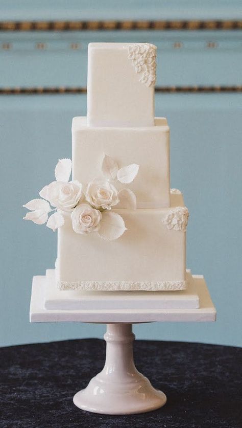 Square Wedding Cake Designs, Textured Wedding Cakes, Contemporary Wedding Cakes, Different Types Of Cakes, Square Wedding Cakes, White Inspiration, Buttercream Wedding Cake, Custom Wedding Cakes, Types Of Cakes