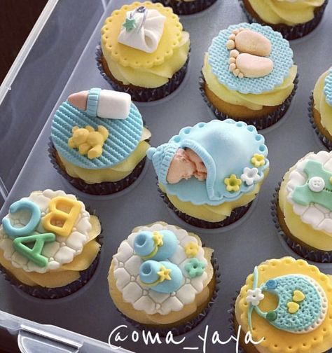 Shower Cupcakes, Baby Shower Cupcakes, Baby Cake, Cup Cakes, Gum Paste, Gum, Cupcake, Baby Shower