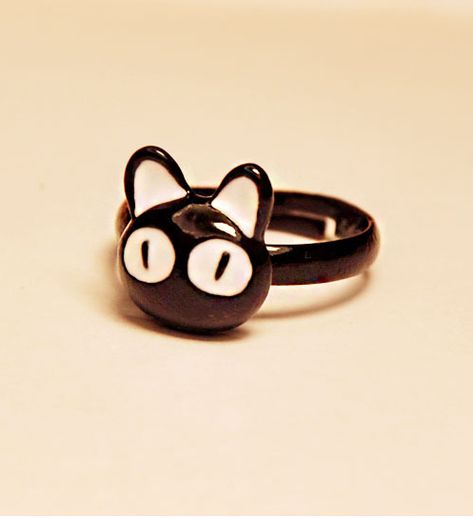 Gorgeous Rings, Clay Diy Projects, Buying Gold, Tanah Liat, Kawaii Jewelry, Cat Ring, Black Kitten, Cute Black Cats, Clay Art Projects