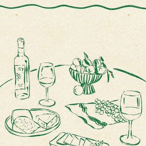 agathe marty on Instagram: "wine, cheese and fruits for diner please 🍇 can this get any more french than that?" Table Sketch, French Illustration, Drawing Table, Wedding Posters, Wine Cheese, Art Table, 로고 디자인, Food Illustrations, Drawing Inspiration