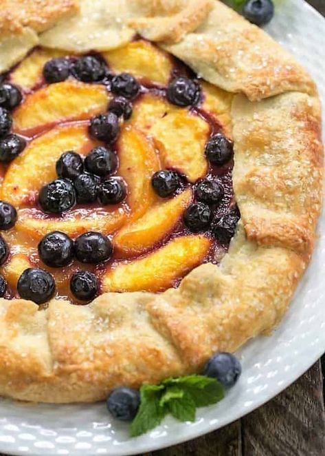 Peach Blueberry Galette - A gorgeous summer dessert with all the flavors of pie without all the work! Blueberry Galette, Peach Dessert Recipes, Peach Blueberry, Galette Recipe, Cream Pies, Peach Desserts, Blueberry Desserts, Delectable Desserts, Dessert Dips