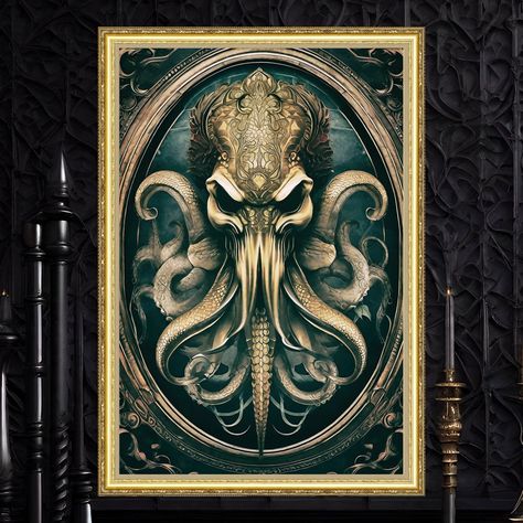 Home Decor Dark, Decor Dark Academia, Etsy Art Prints, Gift Art, Cthulhu, Dark Academia, Dark Art, Printed Items, Digital Prints