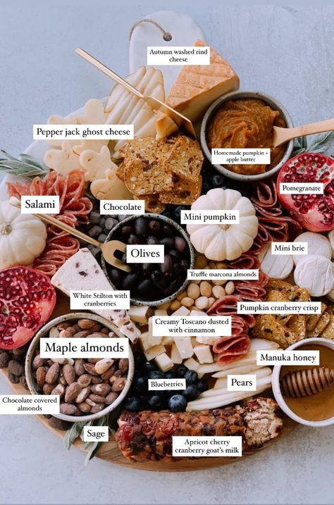 How to Make an Autumn Charcuterie Board with Trader Joe's Fall Items - Melissa's Healthy Kitchen Essen, Fall Dinner Party Menu Ideas, Autumn Charcuterie Board, Autumn Charcuterie, Dinner Party Menu Ideas, Fall Cheese Boards, Party Menu Ideas, Dessert Boards, Snack Boards