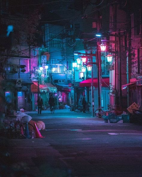 Image may contain: night and outdoor Neon Lights City Night, Neon City Street, Neon Noir Photography, Neon Noir Wallpaper, Scifi Fantasy Aesthetic, Neon Environment, Neon Noir Aesthetic, Environments Photography, City Street Wallpaper