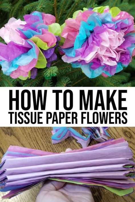 How to Make Tissue Paper Flowers: Easy, Fast DIY Craft Tissue Paper Flowers Easy, Make Tissue Paper Flowers, Paper Flowers For Kids, Tissue Paper Decorations, Encanto Birthday Party, Tissue Paper Flowers Diy, Encanto Party, Tissue Paper Crafts, Tissue Flowers