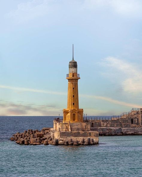 As Sayalah Sharq Lighthouse, Qesm Al Gomrok, Alexandria Governorate, in Egypt ~.~ Alexandria Egypt Photography, Lighthouse Alexandria, Alexandria Lighthouse, Alexandria Photography, Lighthouse Of Alexandria, Fae Realm, Sharm El Sheikh Egypt, Cruise Itinerary, Egypt Trip