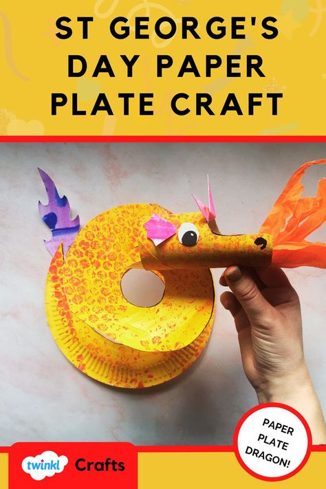 Check out this fantastic St George's Day paper plate craft and create a wonderful hanging dragon decoration using just a paper plate and a recycled cardboard tube. Our step by step instructions are supported by photographs so you will be confident with each step in this fun craft. Children will use bubble wrap and printing to create the fun scaly pattern on their paper plate dragon. We love this St George's day paper plate craft because it is easy to resource and the results are beautiful. Paper Plate Dragon, Worksheet Kindergarten, Paper Plate Craft, St Georges Day, Recycled Crafts Kids, Dragon Decor, Celebration Day, Paper Plate Crafts, Recycled Cardboard