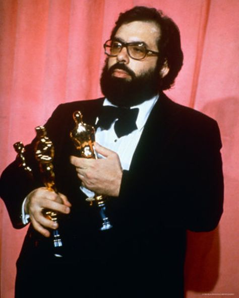 Francis Ford Coppola at the Academy Awards ceremony, 1975.  From 1970 to 1975, Coppola won a total of five Academy Awards - one for "Patton", one for "The Godfather", three for "The Godfather Part II". Important People In History, Francis Coppola, Oscar Awards, Popular Celebrities, Robert Altman, The Godfather Part Ii, Sammy Davis Jr, Oscar Award, Movie Directors