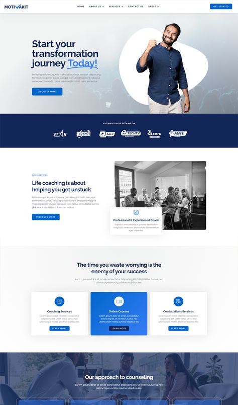 Life Coach & Motivator Elementor Template Kit Life Coach Landing Page, Marketing Consultant Website, Life Coaching Website Design, Minimalist Website Design Inspiration Layout, Life Coach Website Design, Tour Website Design, Services Page Design, Coaching Website Design, Life Coaching Website