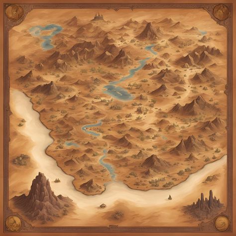 Dnd Desert Map, Roll20 Maps, Desert Map, Dark Sun, West Art, Fantasy Map, Old Map, Fantasy Landscape, Wild West