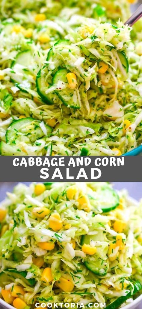 Salad Cabbage, Salad With Corn, Salad Recipes Healthy Lunch, Cabbage Salad Recipes, Corn Salad Recipes, Best Salad Recipes, Cabbage Salad, Corn Salad, Corn Recipes