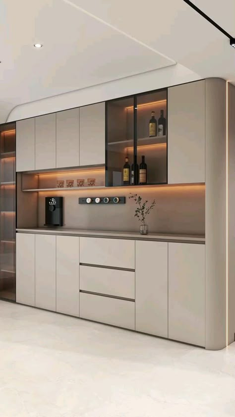 Crockery Cabinet Design, Kitchen Wardrobe Design, Kitchen Cabinetry Design, Kitchen Design Color, Kabinet Dapur, Kitchen Cupboard Designs, Interior Design Your Home, Modern Kitchen Cabinet Design, Modern Kitchen Interiors