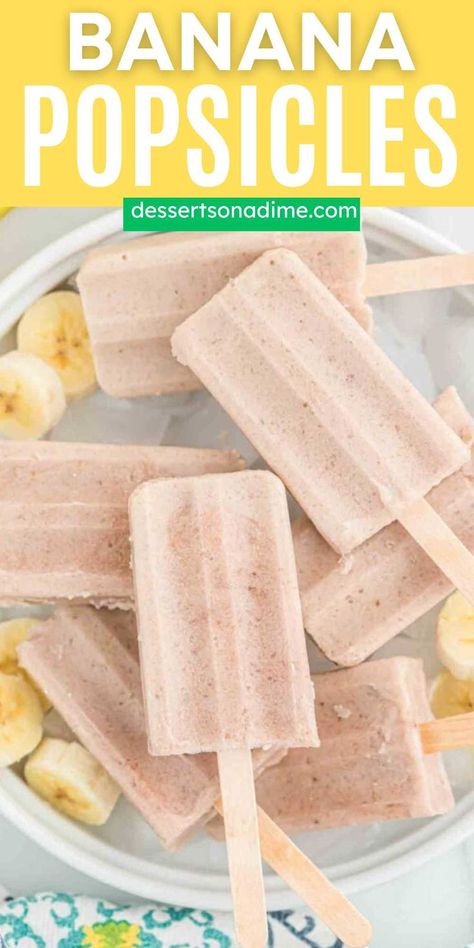 Banana Popsicle Recipes, Banana Popsicles, Easy Popsicles, Banana Treats, Homemade Popsicles, Banana Dessert, Popsicle Recipes, Frozen Treat, Banana Flavored